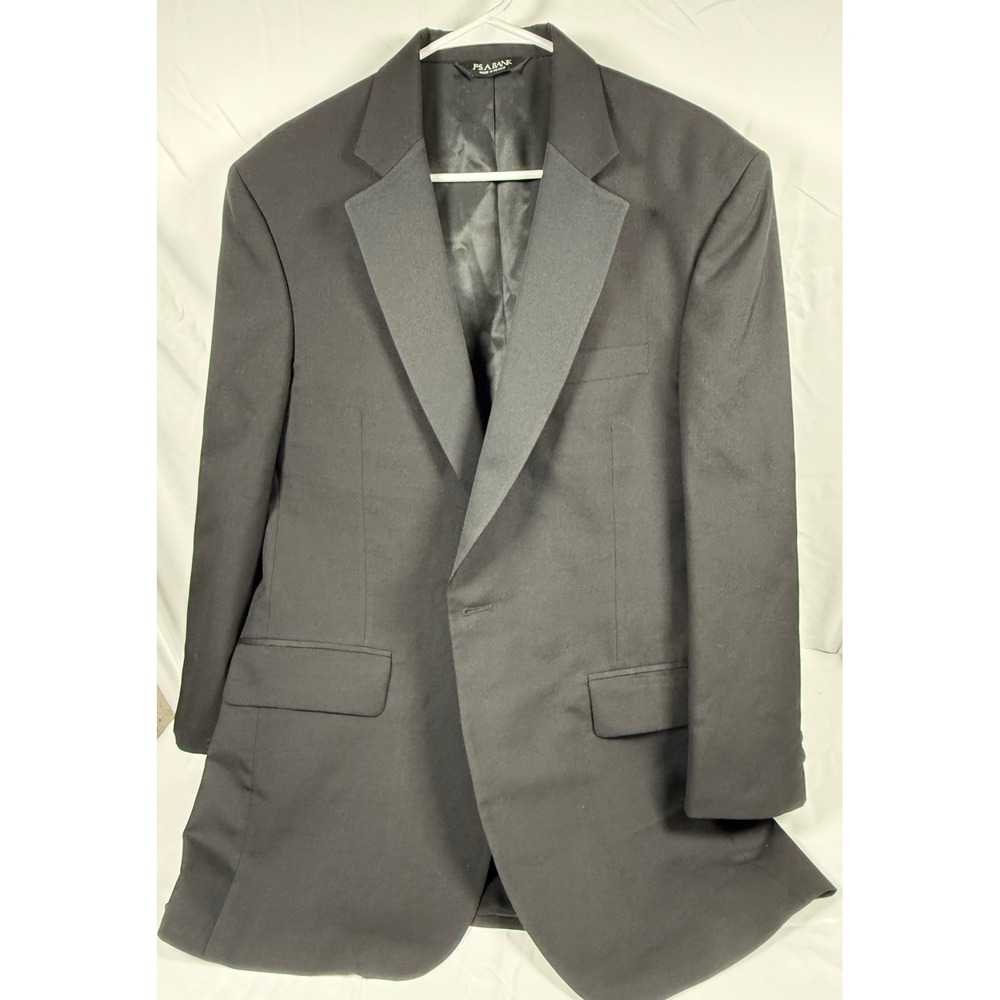 Jos A Bank Mens Black 100% Wool Tuxedo Jacket Peak Lapel Formal Blazer 40R